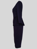 EVE Solid Color Round Neck Ruffle Midi Dress MIL-T048
