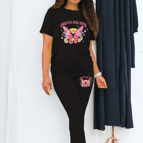 EVE Summer Print Short Sleeve Pants 2 Piece Set ME-S55057