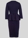 EVE Solid Color Round Neck Ruffle Midi Dress MIL-T048