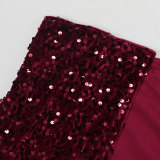 EVE Velour Sequin Halter Split Maxi Dress NY-K3252