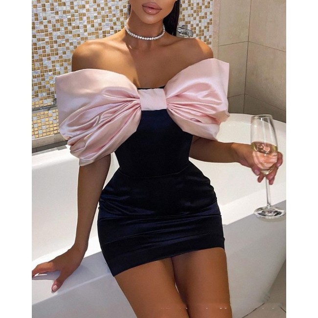 EVE One-Shoulder Bow Bodycon Dress GADE-8052