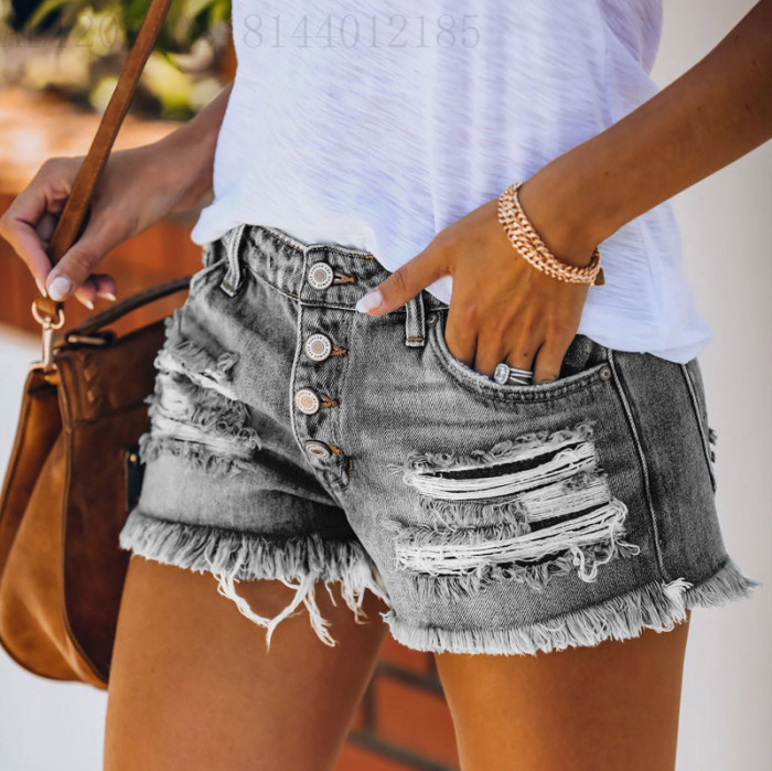 EVE Fashion Holes Denim Shorts XCFF-317661