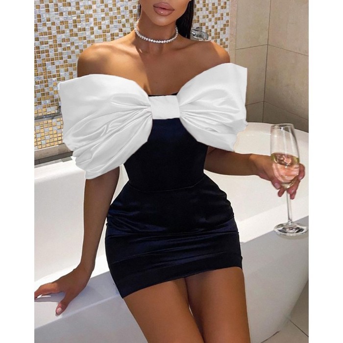 EVE One-Shoulder Bow Bodycon Dress GADE-8052