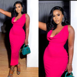 EVE Deep V Neck Backless Maxi Dress GADE-5967