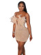 EVE Feather V Neck Hot Drill Mini Dress GADE-5662