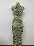 EVE Sleeveless Print Drawstring Two Piece Skirts Set GADE-58391