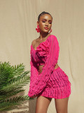 EVE Patchwork Wave Print Long Sleeve Mini Skirt Set GADE-5857