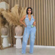 EVE Washed Sleeveless Halter Denim Jumpsuit MEM-MZ88593