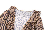 EVE Leopard Print Deep V Neck Split Maxi Dress XEF-53059