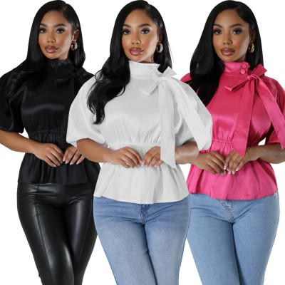 EVE Solid Color Long Sleeve Slim Shirt SFY-TD2785