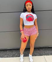 EVE Pre Order: About 7 work days shipping Casual Plaid Print Slim Shorts YUEM-Y11055