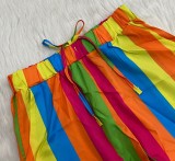 EVE Stripe Long Sleeve Casual Shorts Suit LSD-LD1531