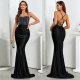 EVE Hot Drill Pleated Backless Bandage Dress NY-K3237