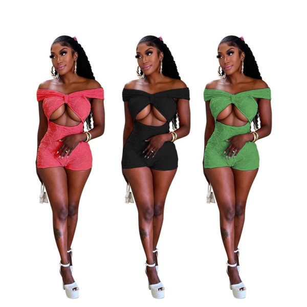 EVE Sexy Hollow Out One Shoulder Solid Color Romper CYA-901394
