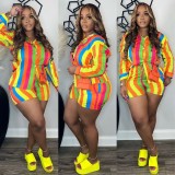 EVE Stripe Long Sleeve Casual Shorts Suit LSD-LD1531