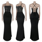 EVE Hot Drill Pleated Backless Bandage Dress NY-K3237