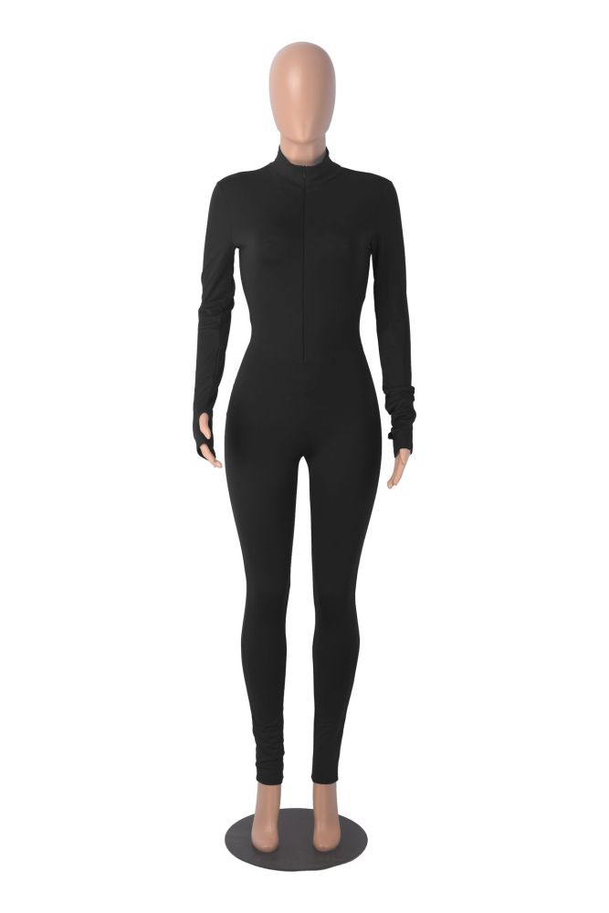 EVE Long Sleeve Solid Zipper Sport Jumpsuit GXYF-H0419