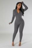 EVE Long Sleeve Solid Zipper Sport Jumpsuit GXYF-H0419