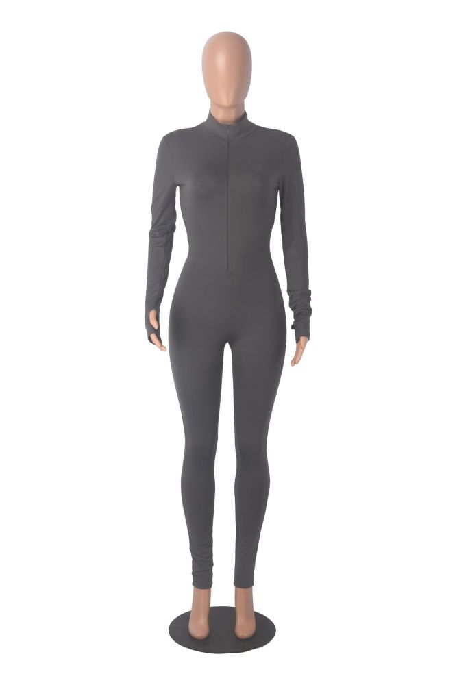 EVE Long Sleeve Solid Zipper Sport Jumpsuit GXYF-H0419