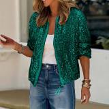EVE Fashion Sequin Long Sleeve Zipper Coat GOSD-OM10228