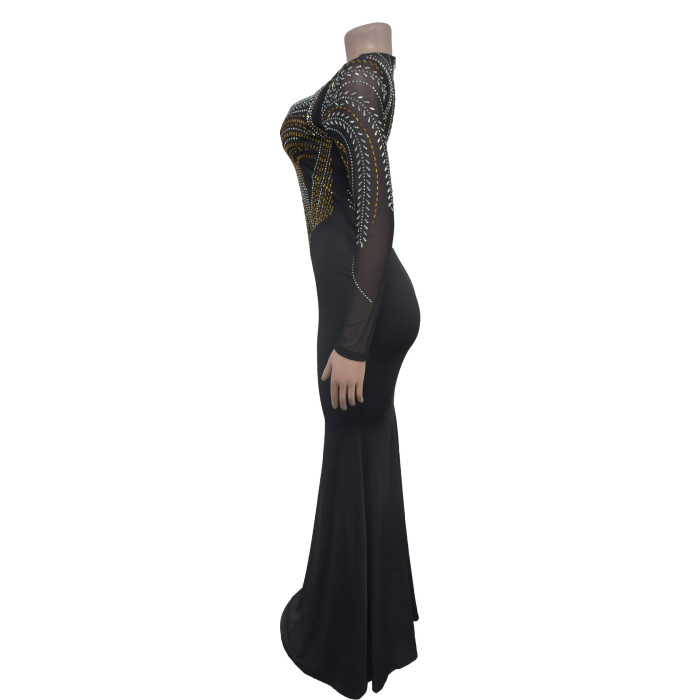 EVE Hot Drill Long Sleeve Slim Maxi Dress GFYX-C7042