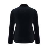 EVE Plus Size Sequins Splicing Fake Two Piece Long Sleeve Top GOSD-DZ1468