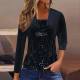 EVE Plus Size Sequins Splicing Fake Two Piece Long Sleeve Top GOSD-DZ1468