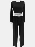 EVE Ribbed Color Clash Long Sleeve Pants Two Piece Set HNIF-2421