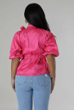 EVE Casual Half Sleeve Solid Color Tie Shirt HNIF-2422