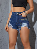 EVE Studded Cross Denim Shorts GZHY-25110