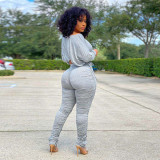 EVE Fashion Long Sleeve Solid Color Two Piece Pants Set HNIF-9060