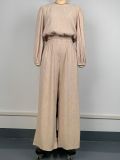 EVE Solid Color Loose Long Sleeve Pants Suit GWDS-240710