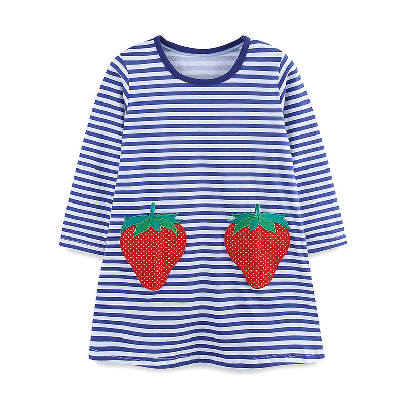 EVE Kids Girl Strawberry Embroidery Knit Stripe Dress GASD-1536