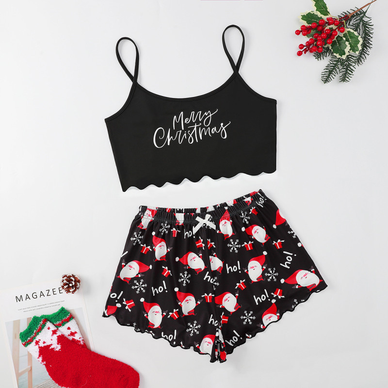 EVE Christmas Letter Print Lounge Wear Pajama set GXMB-9250