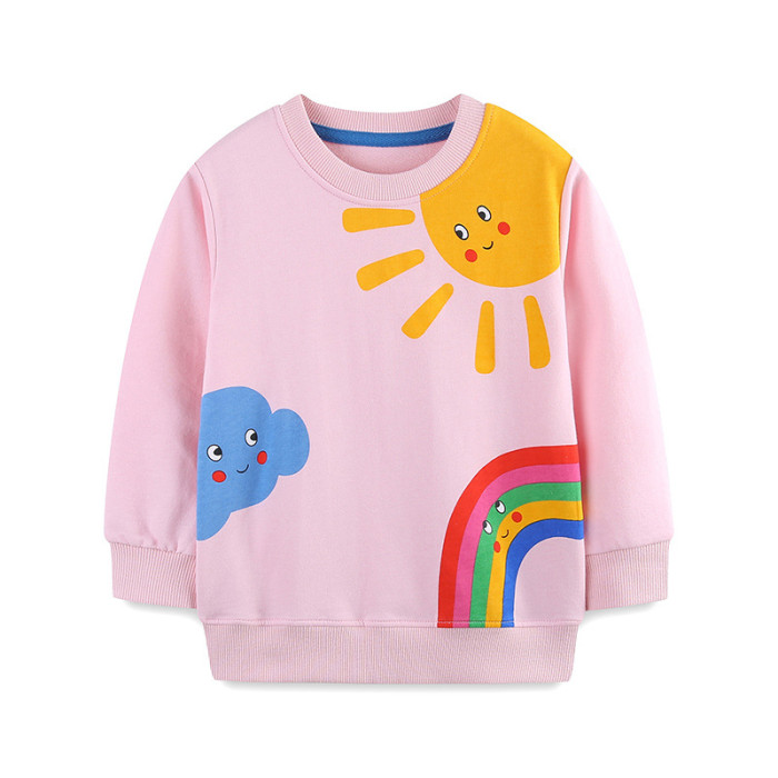 EVE Kids Girl Cartoon Prints O Neck Sweatshirt GASD-8214