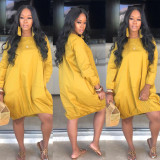 EVE Solid Color Long Sleeve Lantern Dress AIL-281