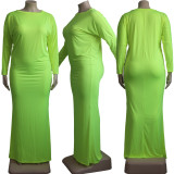 EVE Plus Size Solid Color Long Sleeve Maxi Dress YS-2411
