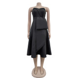EVE Solid Color Sleeveless Tube Top Midi Dress BY-7029
