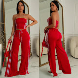 EVE Solid Color Wrap Chest Split Two Piece Pants Set BY-C7056
