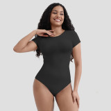 EVE Solid Color Short Sleeve Tight Bodysuit GMDI-38403