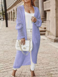 EVE Plus Size Solid Long Hollow Out Sweater Cardigan Jacket FSXF-633