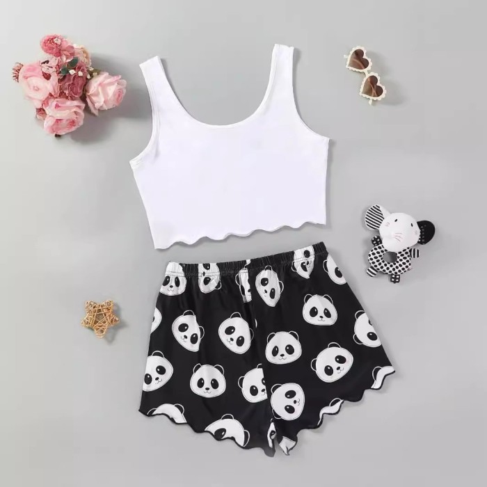 EVE Fashion Print Tank Tops Shorts Loungewear Set GXMB-TL9811