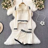 EVE Contrst Color Sweater Long Sleeve Shorts Suit GPND-lw230968
