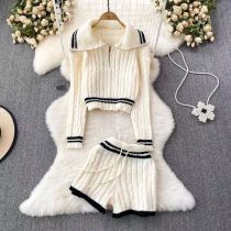 EVE Contrst Color Sweater Long Sleeve Shorts Suit GPND-lw230968