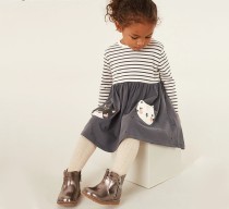 EVE Kids Girl's Long Sleeve Stripe Print Dress GASD-1516