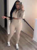 EVE Hooded Long Sleeve Drawstring Tops Pants Suit CH-HR24059