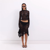 EVE See Through Lace Long Sleeve Skirts Set XEF-51599