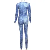 EVE Tie Dye Print Long Sleeve Tight Pants Set XEF-53691