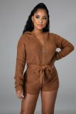 EVE Fashion Zipper Hooded Sweater Romper GDYF-6694