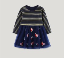 EVE Kid Girl's Stripe Print Mesh Princess Dress GASD-1541